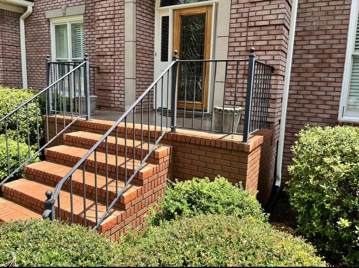 The same brick front steps after a house wash, the brick colour back, Birmingham metro