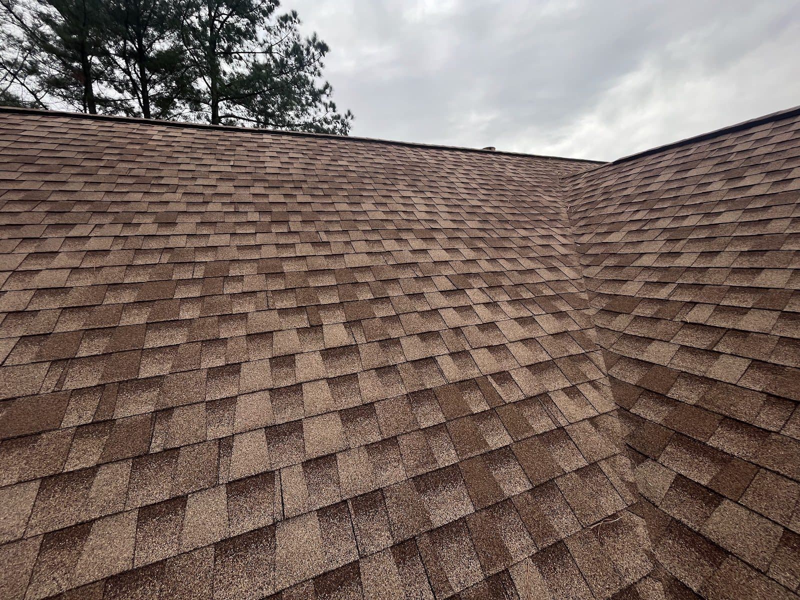 Brown asphalt shingle roof after a soft wash, Birmingham metro